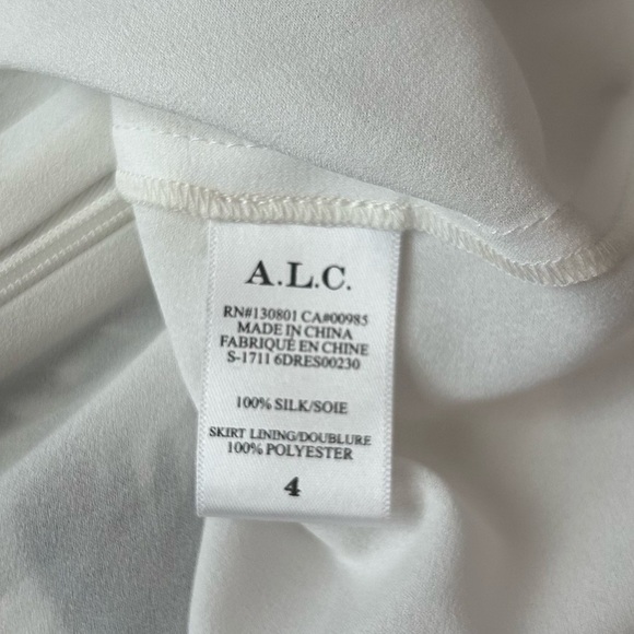 A.L.C. Freja Silk Palm Print Twist Knot Front Mini Dress in Eggshell Khaki Sz 4 - Picture 13 of 13